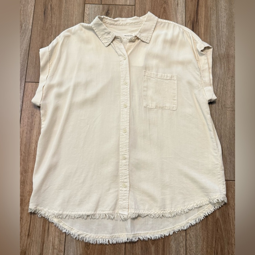 Cream Button-Up Women's Top